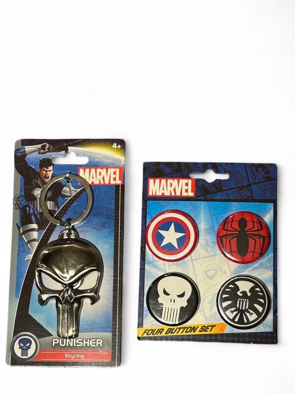 Marvel Punisher keychain and button set